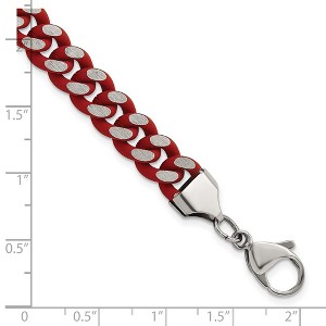 Chisel Stainless Steel Polished with Red Enamel and Rubber Coating 9mm 8.5" Curb Chain Bracelet - 1 of 4