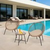 3 Pieces Patio Bistro Set Outdoor Acapulco Chair with Glass Top Coffee Table, Wicker Furniture Sets, Durable Steel Frame Patio Conversation Set - 3 of 4