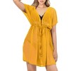 HAPPY BAY Women's Summer Beach Bikini Sheer Chiffon Cover up V Neck Dress Bathing Suit Swimwear Coverups for Women X-Large-XX-Large Yellow Solid - 2 of 4