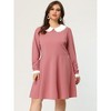 Agnes Orinda Women's Plus Size Long Sleeve Peter Pan Collar Elegant Formal Midi Flare A Line Dresses - 4 of 4
