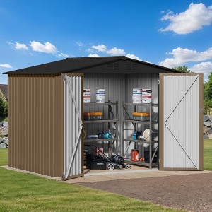 8x6 FT Outdoor Storage Shed with Lockable Doors & Air Vent,  Metal Garden Tool Shed for Backyard, Patio, Poolside - 1 of 4
