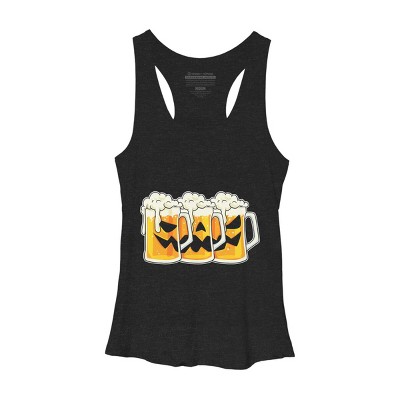 Women's Design By Humans Halloween Jack O Lantern Beer Drinking By RedBirdLS Racerback Tank Top