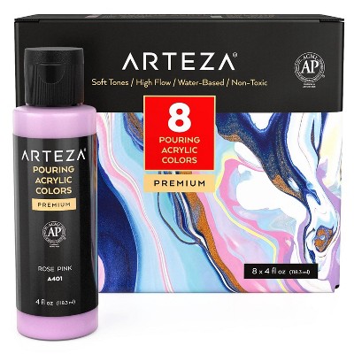 Arteza Acrylic Pouring Paint Kit, 120 ml Bottle Set, Pastel Colors - 8 Pack (ARTZ-2854)