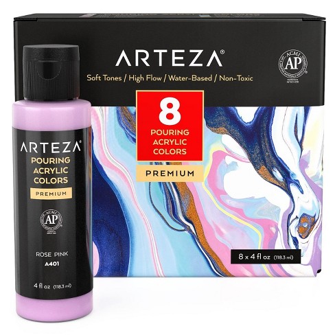 Arteza Acrylic Pouring Paint Kit, 4 Oz Bottles Set, Pastel Colors