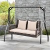 Tangkula Wicker Outdoor Porch Swing 800 LBS Capacity Outdoor Swing Bench w/ Hanging Chains - 4 of 4