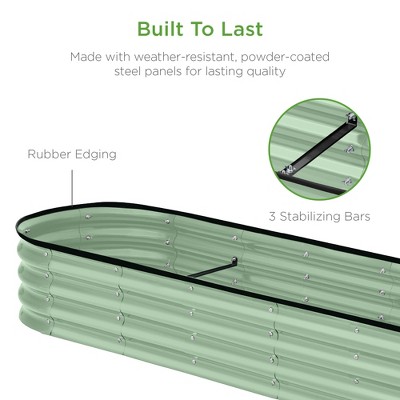 Sage Green 8x2x1ft Metal Oval Raised Garden Bed Planter