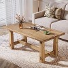 Lantine Solid Wood Coffee Table, 47'' Farmhouse Rectangular Center Tables  with Sturdy H-Shaped Base, Wood Cocktail Furniture for Living Room - 2 of 4