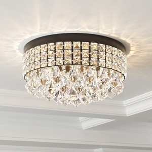 Maxax 4-Light Black Crystal Flush Mount Ceiling Light, Modern Chandelier for Bedroom,Living Room,Hallway - 1 of 4