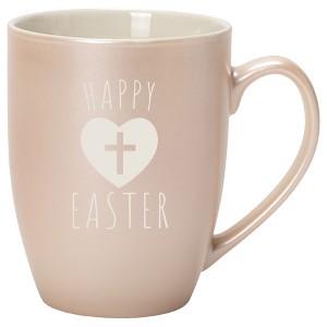 Elanze Designs Happy Easter 10 Ounce Ceramic Laser-Etched Engraved Drinkware Mug, Metallic Precious Pearl - 1 of 4