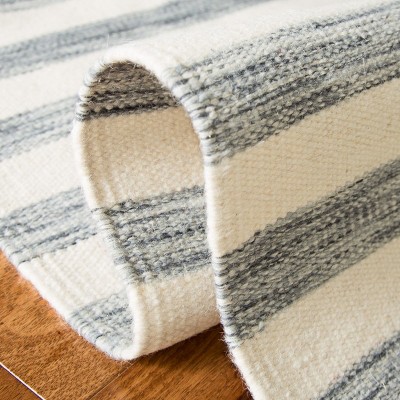 Gray and Ivory Wool Flat Woven 8' x 10' Area Rug
