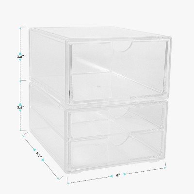 Clear Stackable Plastic Office Desktop Organizer with Single and Double Drawers