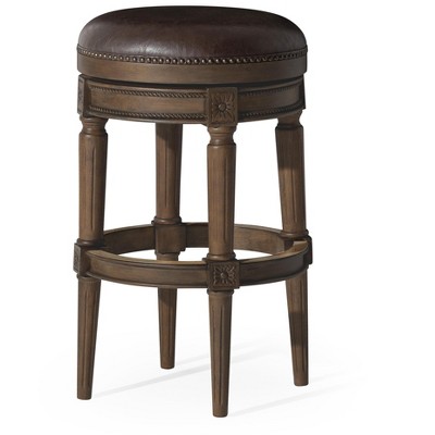 Maven Lane Pullman Backless Swivel Vegan Leather Bar Height Bar Stool