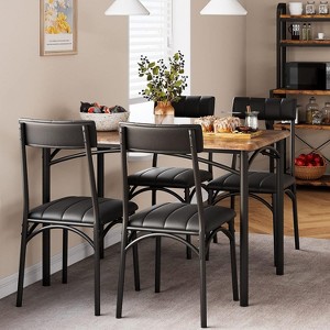 Dining Table Set for 4, Kitchen Table and Chairs, Dining Room Table Set w/4 Upholstered Chairs, Kitchen Table Set for Small Space, Apartment - 1 of 4