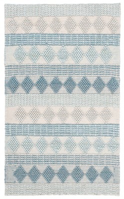 Ivory Artisan-Crafted Rectangular Braided Wool-Viscose Blend Rug 3' x 5'