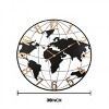 36"H Roman Numeral Black Clock,Silent World Map Clock With Gold Pointers,Metal Wall Clock Contemporary,Decorative Clock,Indoor Furniture -The Pop Home - 4 of 4