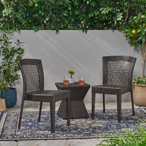Christopher Knight Home Oleander Outdoor Wicker 3 Piece Stacking Chair Chat Set, Multibrown - 1 of 4