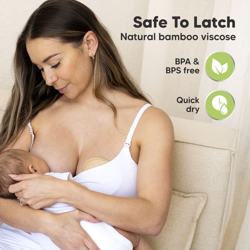 KeaBabies 14pk Contour Organic Nursing Pads, Reusable Nipple Pads for Breastfeeding, Washable Breast Pads + Wash Bag, 6 of 11
