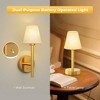 DORESshop 5 in. 1-Light Copper LED Wall Sconces with White Lampshade, Wireless Wall Lights for Bedroom, Living Room, Set of 2 - 3 of 4