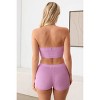 Slickblue Women’s Heart Neckline Knit Set, Crop Tube Top with Shorts, Casual Style, Pink, Size L - 2 of 4