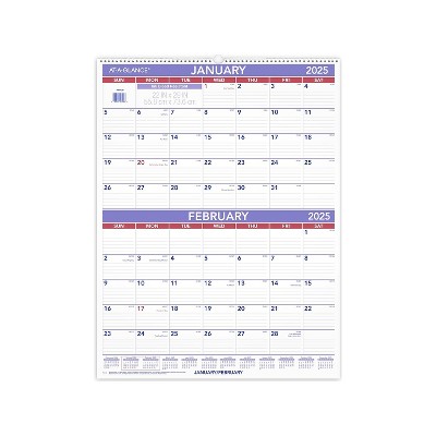 2025 AT-A-GLANCE 22" x 29" Two-Month Wall Calendar White/Purple (PM9-28-25)