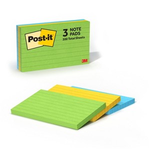 Post-it Notes 3pk 3" x 5" 100 Sheets/Pad Floral Fantasy Collection: Sticky Notes, Multicolor, Art & Design, Uncoated Paper - 1 of 4