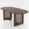 Wooakway 30"H Rattan Oval Wood Dining Table Kitchen Table Conference Table with Double Pedestal - 2 of 4