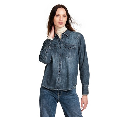 Women's Long Sleeve Denim Button-Down Shirt - Nili Lotan x Target Blue XXS