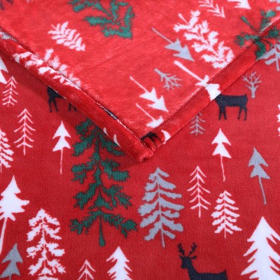 Red Deer Woods Reversible Fleece Throw Blanket 50" x 60"