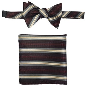 Men's Stripes 2.75" x 4.75" Adjustable 16" - 20" Freestyle Self Tie with Hankie Set - 1 of 4