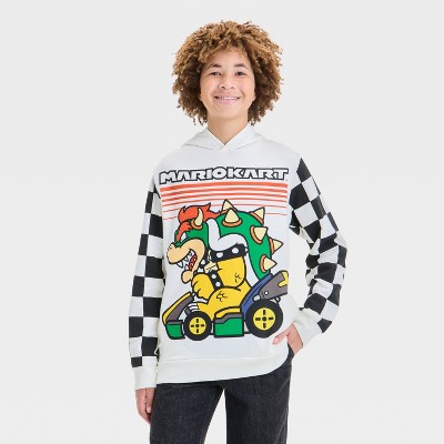 Boys' Super Mario Kart Bowser Elevated Hooded Sweatshirt - Ivory