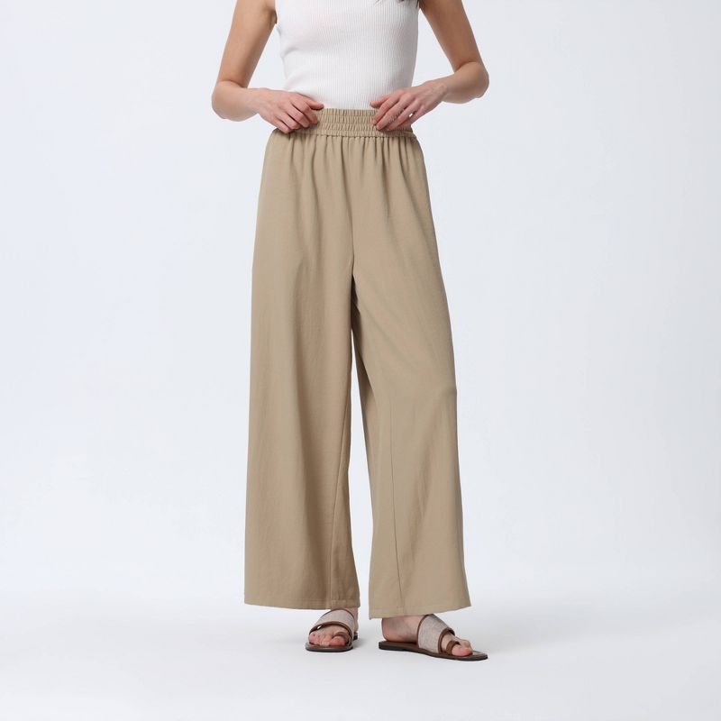 Women's Super-High Rise Wide Leg Ankle Length Pull-On Pants - A New Day™ Khaki XS
