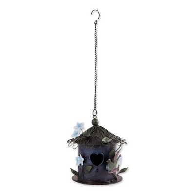 8" Floral Iron Birdhouse Blue - Zingz & Thingz