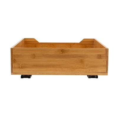 Natural Bamboo and Steel 17" Pull-Out Storage Drawer