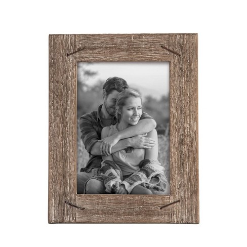 4 x 6 inch Decorative Distressed Wood Picture Frame with Nail Accents -  Holds 3 4x6 Photos - Foreside Home & Garden