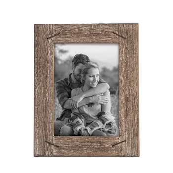 5 x 7 inch Decorative Distressed Wood Picture Frame with Nail Accents - Foreside Home & Garden