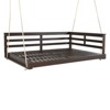 VisioGear Patio Swing Bed Modern Porch Swing Hanging Bed Frame with Hemp Ropes and Single Arm for Garden, Backyard, Brwon, 80"*55"*23.7" - 2 of 4
