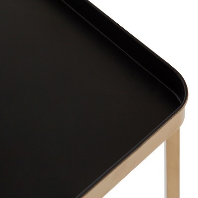Celia 14x14x26 Modern Black Metal Square Tray Side Table
