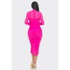 Slickblue Women's Solid Mesh Ruched Midi Dress, Long Sleeve Smock Neck, Orange or Fuchsia, Size S-L - 4 of 4
