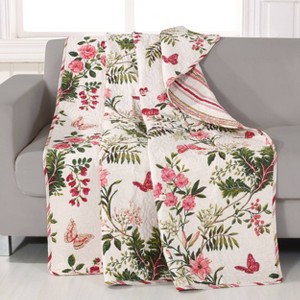 50"x60" Butterflies Throw Blanket - Greenland Home Fashions: Reversible Quilted Design, 100% Cotton, Machine Washable - 1 of 4