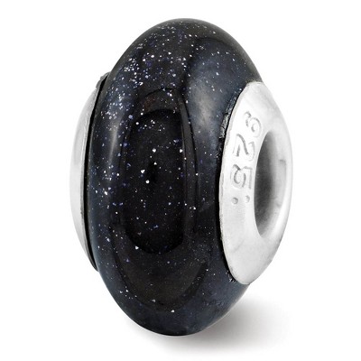 Black Bow Jewelry Natural Blue Sand Stone & Sterling Silver Bead Charm
