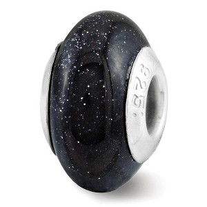 Black Bow Jewelry Natural Blue Sand Stone & Sterling Silver Bead Charm - 1 of 3