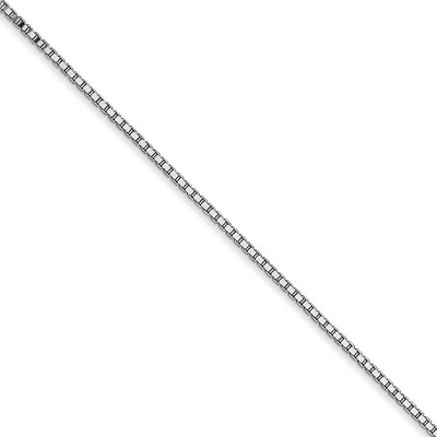 Black Bow Jewelry 1.1mm 10k White Gold Solid Box Chain Necklace
