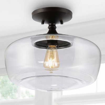 Photo 1 of  LED Glass/Iron Farmhouse Modern Flush Mount Oil Rubbed Bronze - JONATHAN Y