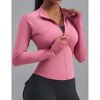 Women's Long Sleeve Zip Up Crop Top Slim Fit Workout Jacket with Thumb Holes - 3 of 4