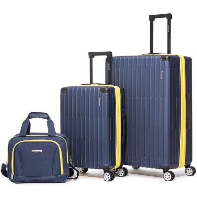 Rockland 3 Set 2-Piece Hardside Spinner Wheel Upright Luggages with Tote Navy