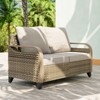 EAGLE PEAK Wicker Outdoor Patio Sofa Modern Rattan Patio Furniture Loveseat for Backyard Deck Porch Balcony, 2 Seat Loveseat, Brown/Gray - 2 of 4