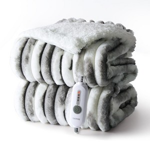 Heated Blanket, Ultra Soft Striped Faux Rabbit Fur Electric Blanket with 4 Heat Settings, 10-Hour Auto Off, ETL Certified, Perfect for Bedroom - 1 of 4