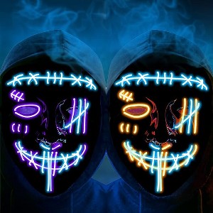 2PACK Halloween Led Mask Light Up Scary Mask Purge Mask with 3 Lighting Modes for Halloween Cosplay Costume - 1 of 4