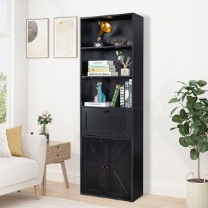Karl Home Black Display Cabinet with 3-layer 1-drawer 2-door 70.86in.H - 1 of 4