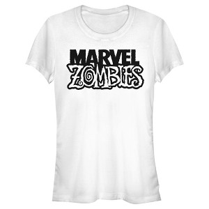 Juniors Womens Marvel Zombies Gray Grayscale Logo T-Shirt - 1 of 3